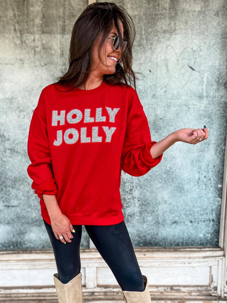 holly jolly sweatshirt | red
