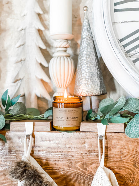 signature amber glass candle | apples + bourbon
