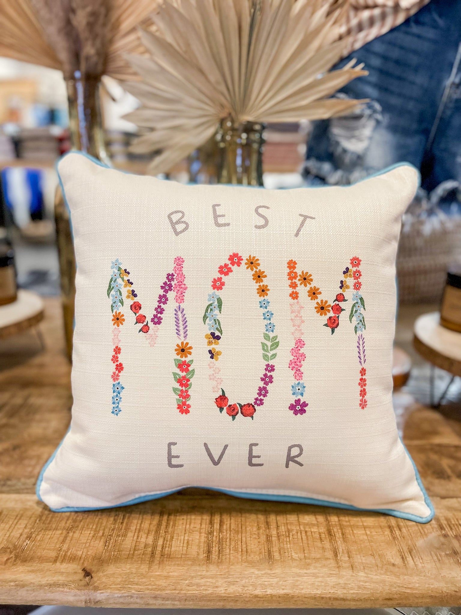 square pillow | floral best mom ever