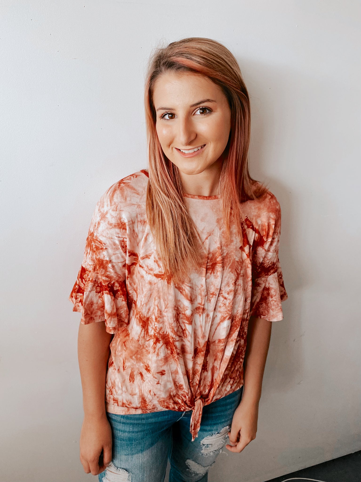 fit to print tie-dye knot top