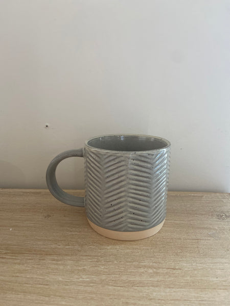 12 oz. debossed stoneware mug | grey