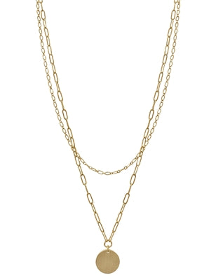double layer chain + coin necklace | gold