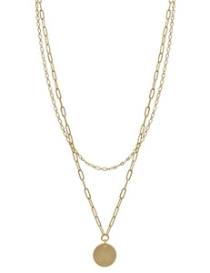 double layer chain + coin necklace | gold