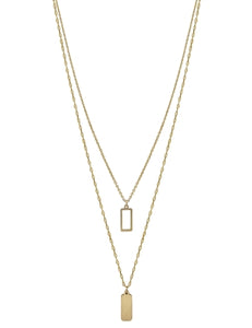 22” double layer rectangle necklace | gold