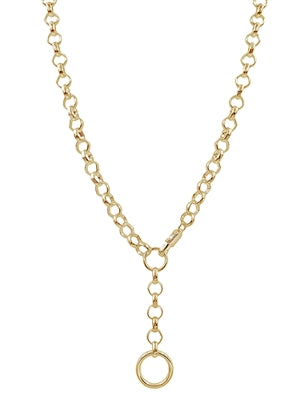 chain + circle drop necklace | gold