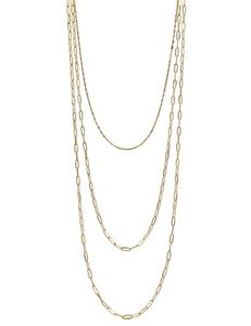 30" triple layer chain necklace | worn gold