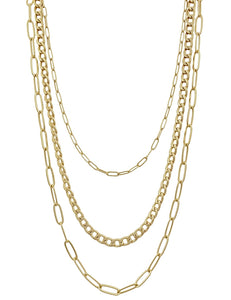 triple layer chain necklace | matte gold