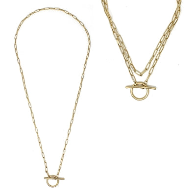 34" toggle chain necklace | worn gold