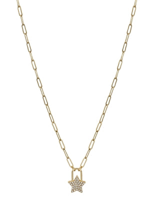 rhinestone charm chain necklace | gold