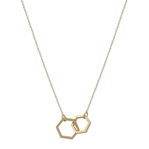 double hexagon necklace | matte gold