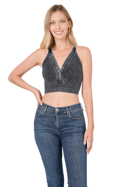 double take ribbed bralette | ash black