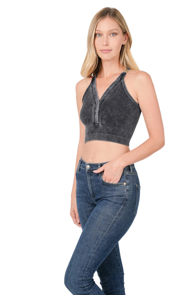 double take ribbed bralette | ash black