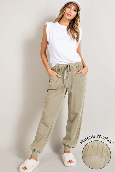 faded memory mineral wash joggers | ash olive