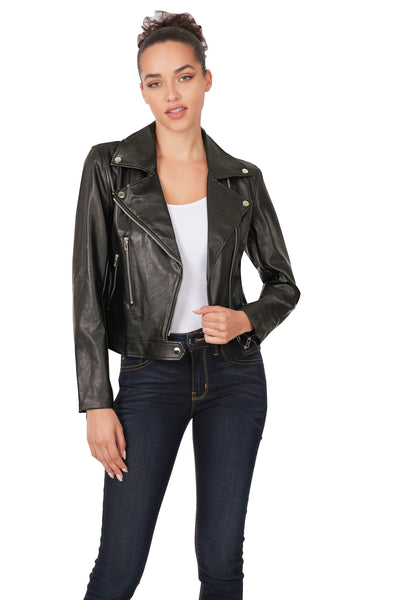 meet me there vegan leather moto jacket | black