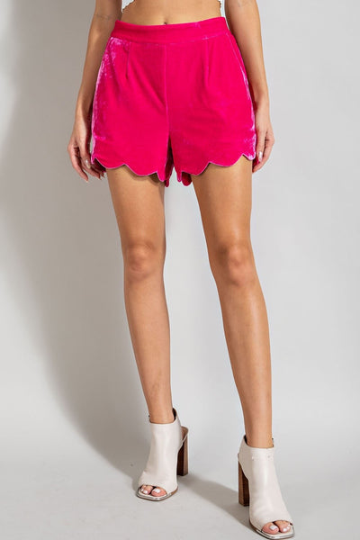 center of attention velvet shorts | hot pink