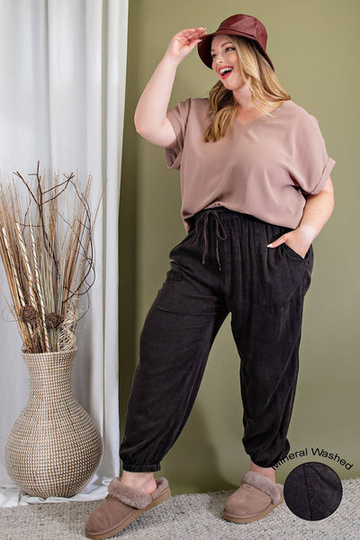 linked up mineral wash joggers | black