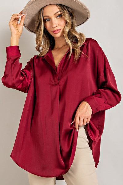 look the part plus size top | wine