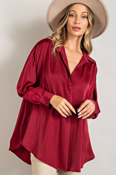 look the part plus size top | wine