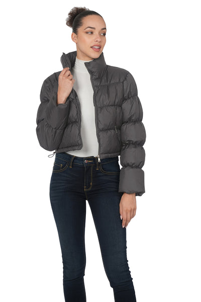 waiting for winter cropped puffer jacket | ash grey