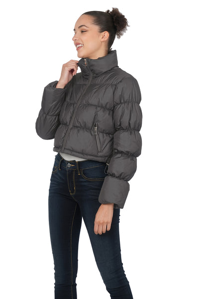 waiting for winter cropped puffer jacket | ash grey