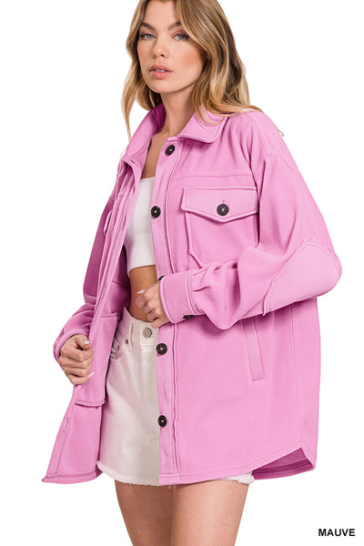 stuck in a dream fleece shacket | mauve