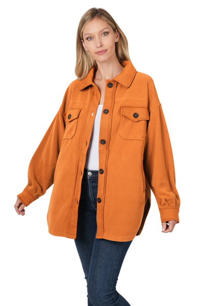 all you could want fleece shacket | almond