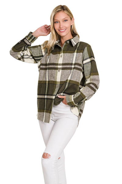know me well plaid shacket | olive