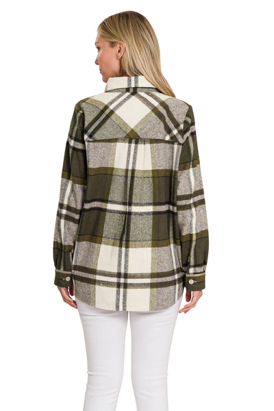know me well plaid shacket | olive
