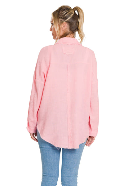 something timeless gauze top | bright pink