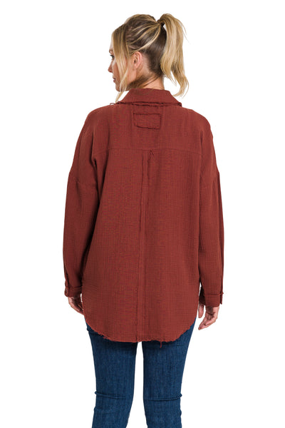 something timeless gauze top | dark rust