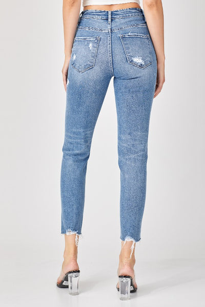kennedy tapered distressed jeans | medium wash