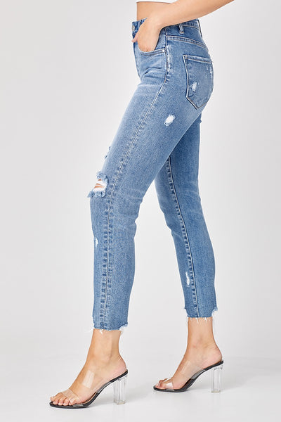 kennedy tapered distressed jeans | medium wash