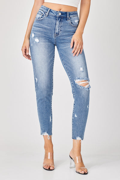 kennedy tapered distressed jeans | medium wash