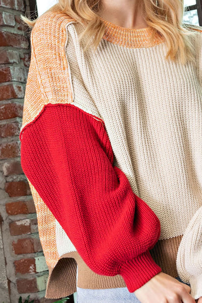 new perspective color block sweater | oatmeal