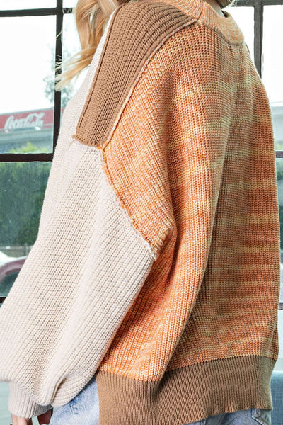 new perspective color block sweater | oatmeal