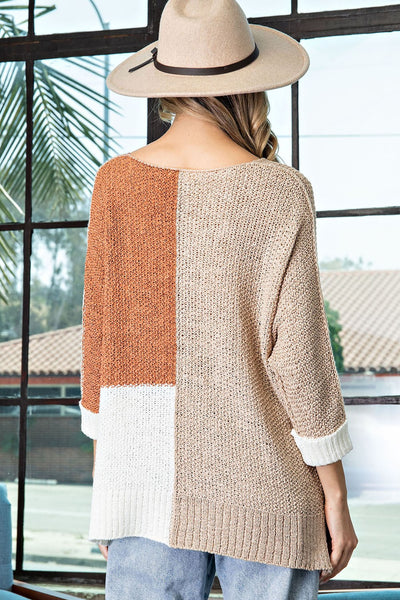 chance at love colorblock sweater | oatmeal