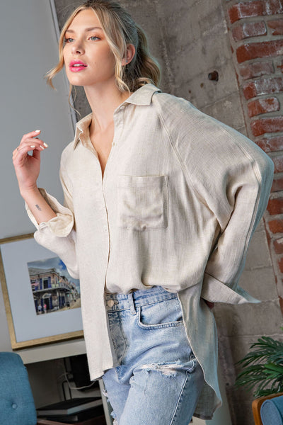 lasting feeling linen button up | natural