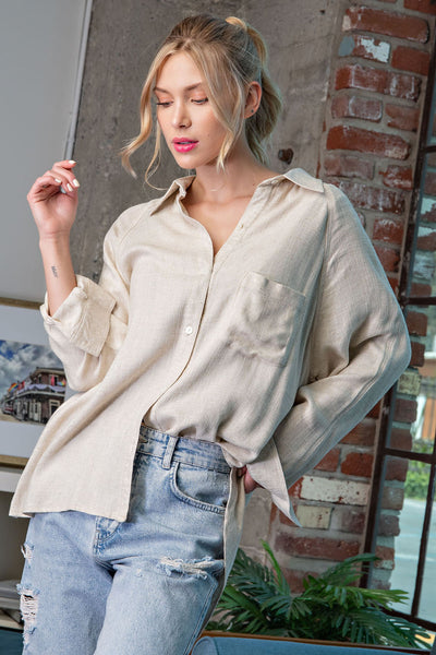lasting feeling linen button up | natural