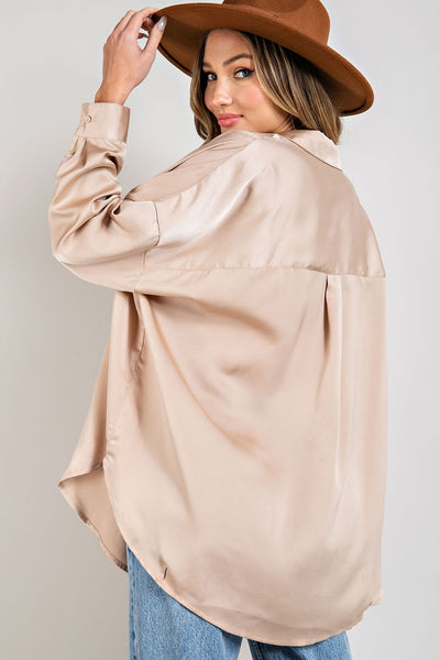 look the part satin top | taupe