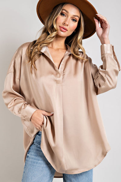 look the part satin top | taupe
