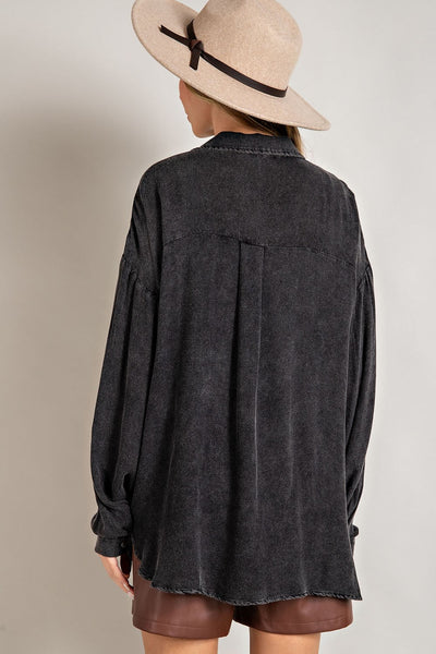 just for you button down top | washed black