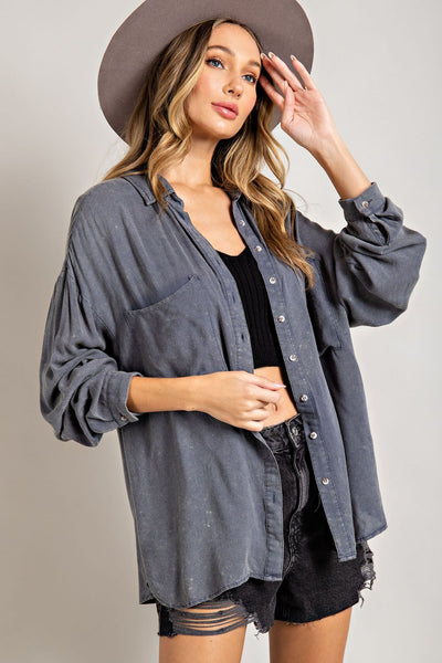 just for you button down top | washed denim