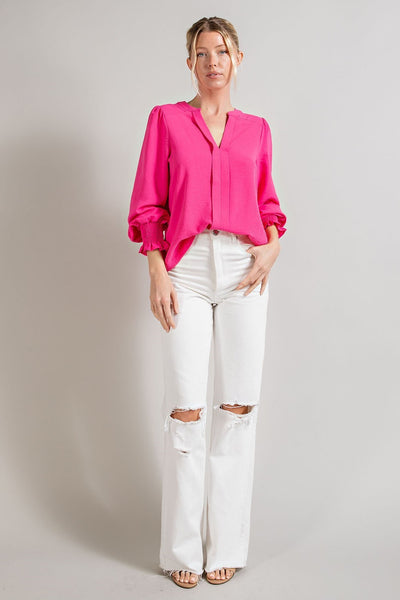all you can see v-neck top | hot pink
