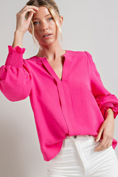 all you can see v-neck top | hot pink