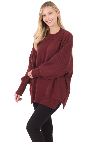 top of the list oversized sweater | dark burgundy