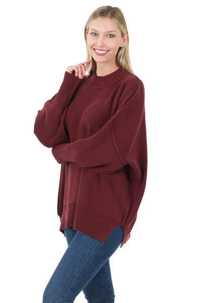 top of the list oversized sweater | dark burgundy