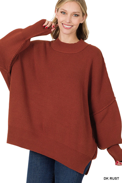 top of the list oversized sweater | dark rust