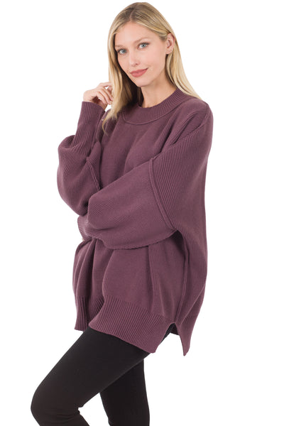 top of the list oversized sweater | eggplant