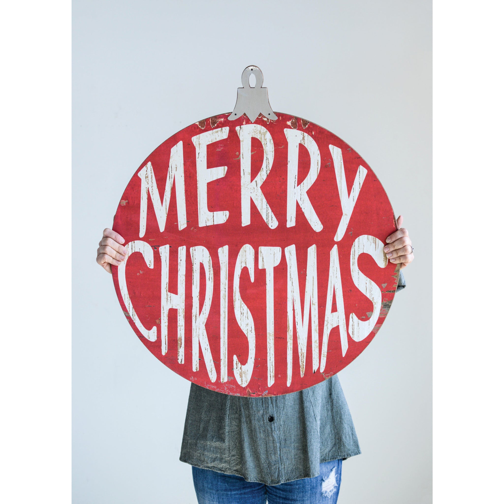 oversized merry christmas wall ornament | red