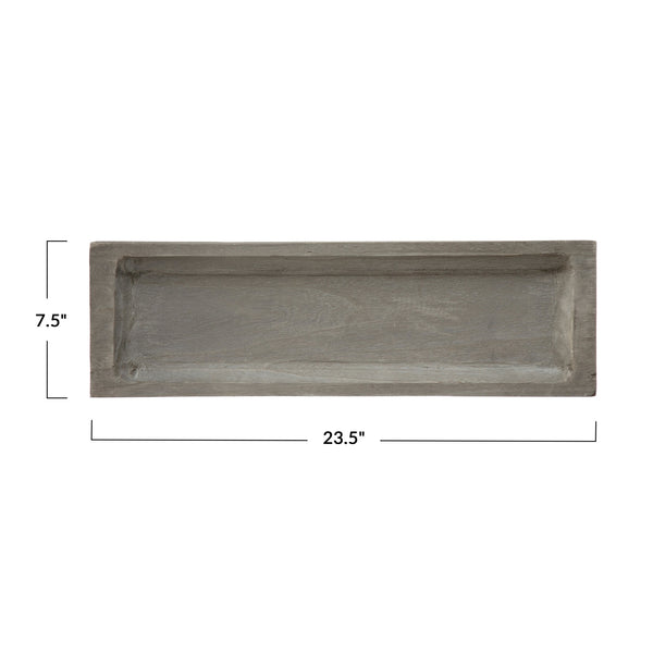 23.5" rectangle wooden tray | grey